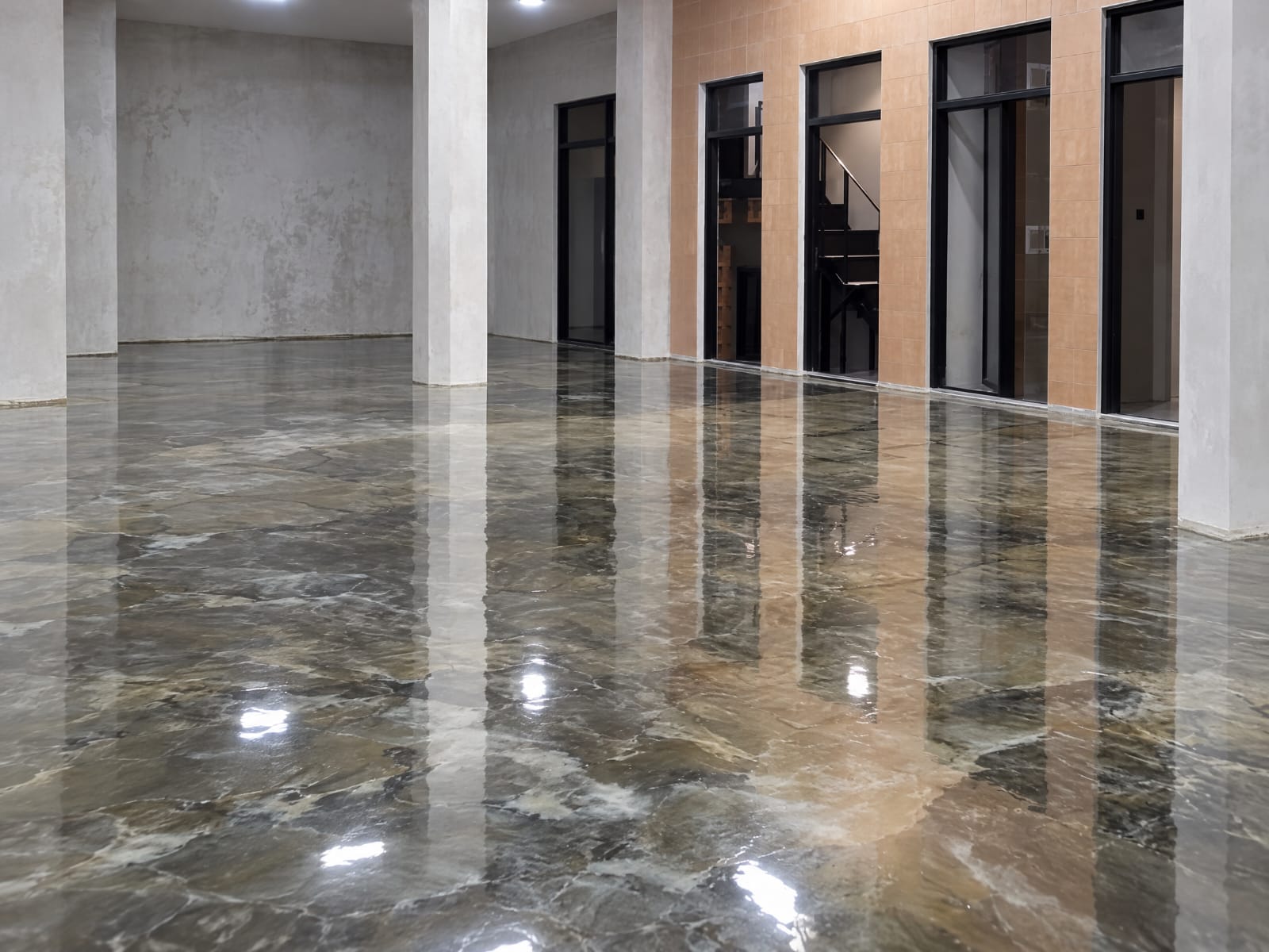 Hasil finishing epoxy lantai gudang konveksi di Bogor Jawa Barat