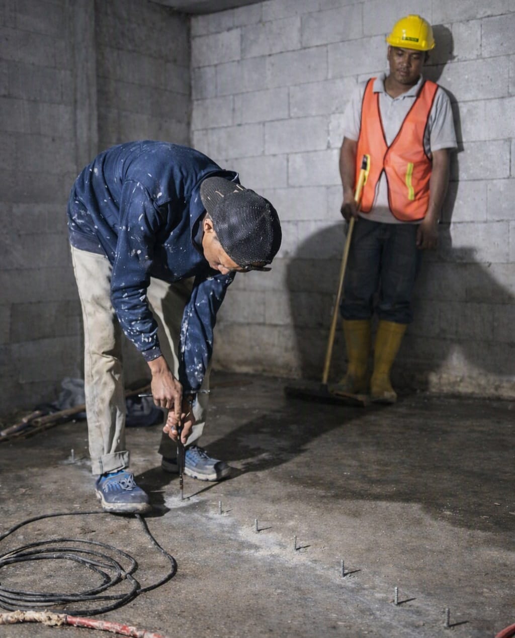 Dokumentasi pekerjaan injeksi beton pada area basement rumah sakit di Makassar Sulawesi Selatan