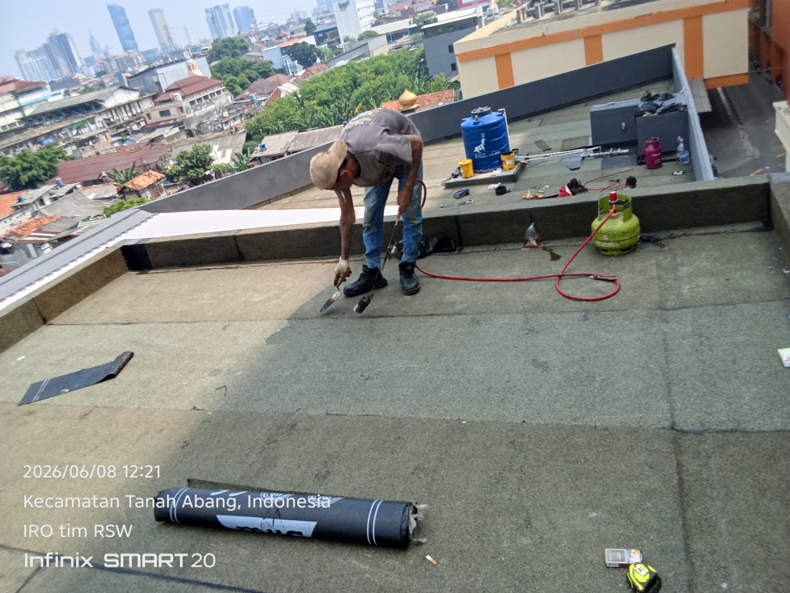 Hasil pekerjaan waterproofing dak dengan membran bakar Granule di Gedung Pasar Tanah Abang